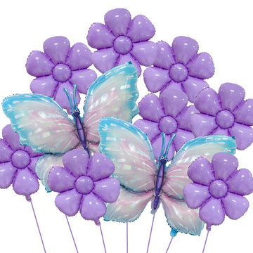 BIEUFBJI Butterfly Balloons Gradient Purple Colorful Butterfly Foil Balloons Birthday Party Flower Decoration Flower Theme Party Balloon Decoration