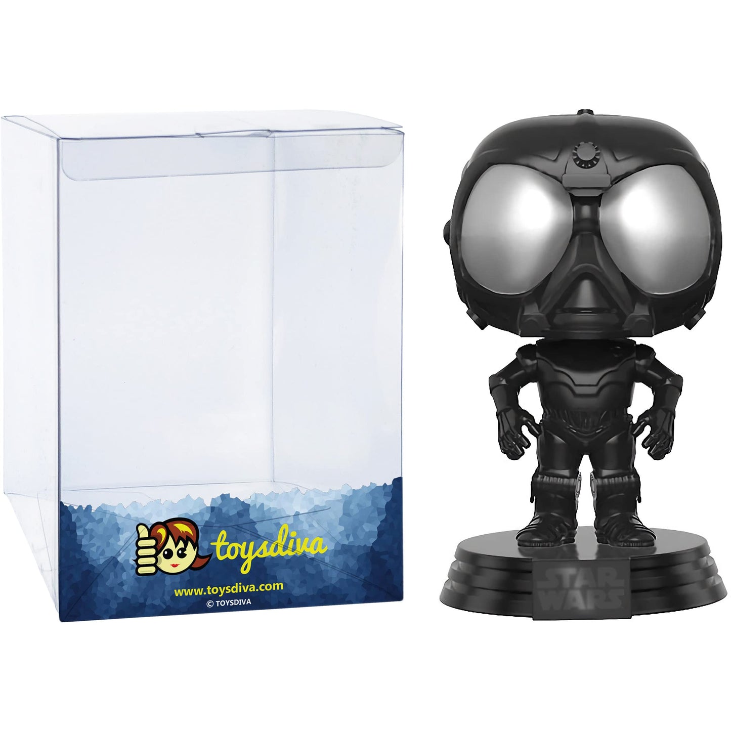 Funko D e a t h Star D r o i d [Black]: P o p ! Vinyl Figurine Bundle with 1 Compatible 'ToysDiva' Graphic Protector (189-14877 - B)