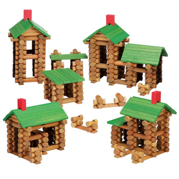 Tumble Tree Timbers Wood Building Set - 450 Pieces. Build Log Cabins. Educational STEM Toy
