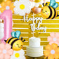 1st Birthday Decorations for Baby Girl, Pink Daisy Flower & Honey Bee Balloon Arch Kit, 40 Inch Number 1 Foil Balloon, Pastel First Birthday Party