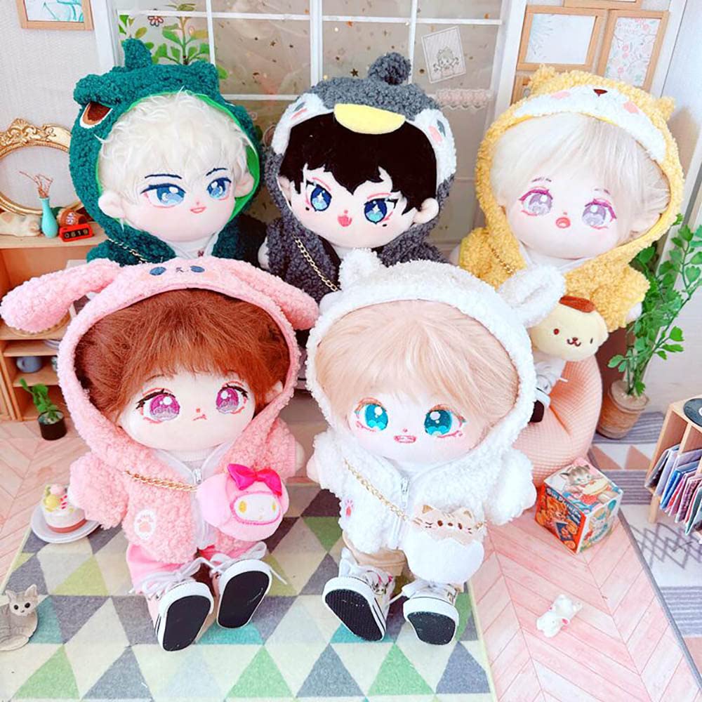 niannyyhouse 20cm Plushie Doll Clothes Corgi Jacket Hoodie 8in Doll Accessories (Yellow)