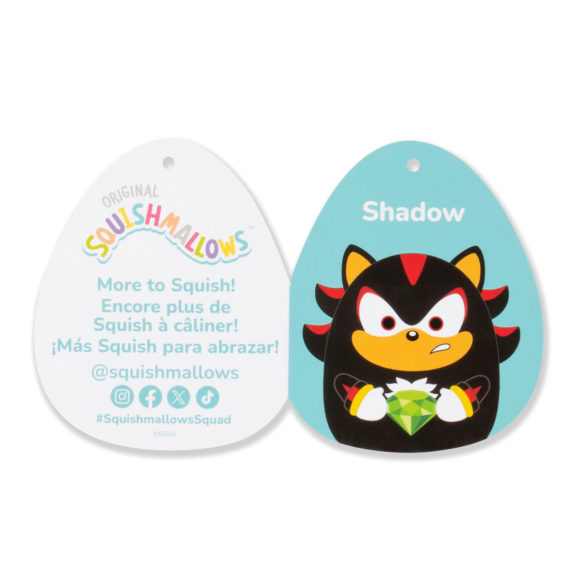 Squishmallows Original 14in “Sonic The Hedgehog” Shadow Holding Green Emerald Plush (Large)