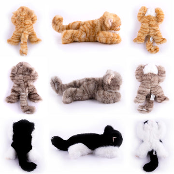 Niceup 12pcs Kitten Stuffed Animal 7in, Bulk Kitty Cat Pet Adoption Party Favors, Small Black Orange Grey Cat Plush Stuffy Toys with Sensory Beans