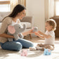 WEIGEDU Elephant Plush Toy Set - 4-Piece Stuffed Animal Family with Zipper Storage | Soft Elephant Dolls for Toddlers & Kids | Grey, Blue, Pink