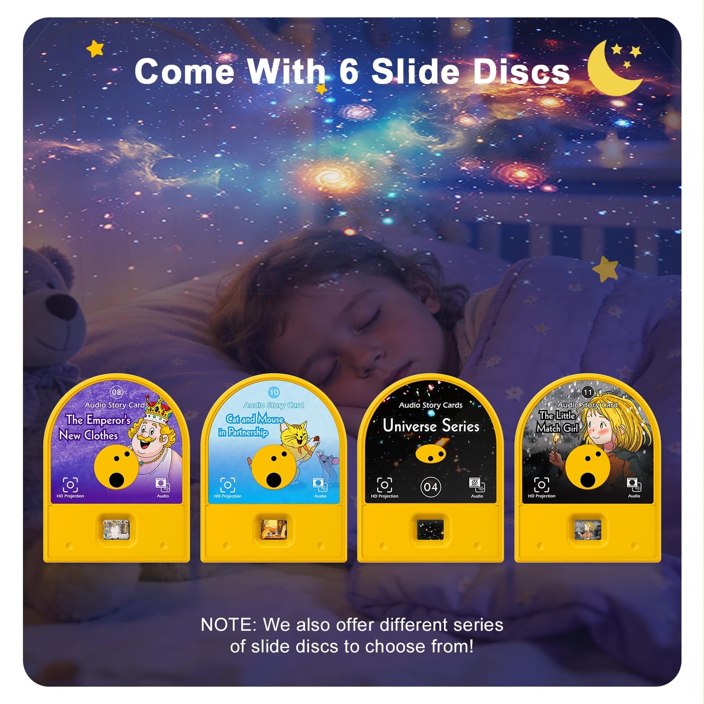 Syslux Kids Audio Story Cards,4 Pack Bedtime Fairy Tale Projection Cartridges for Story Projectors,Story Projector Accessories (Device Not Included)