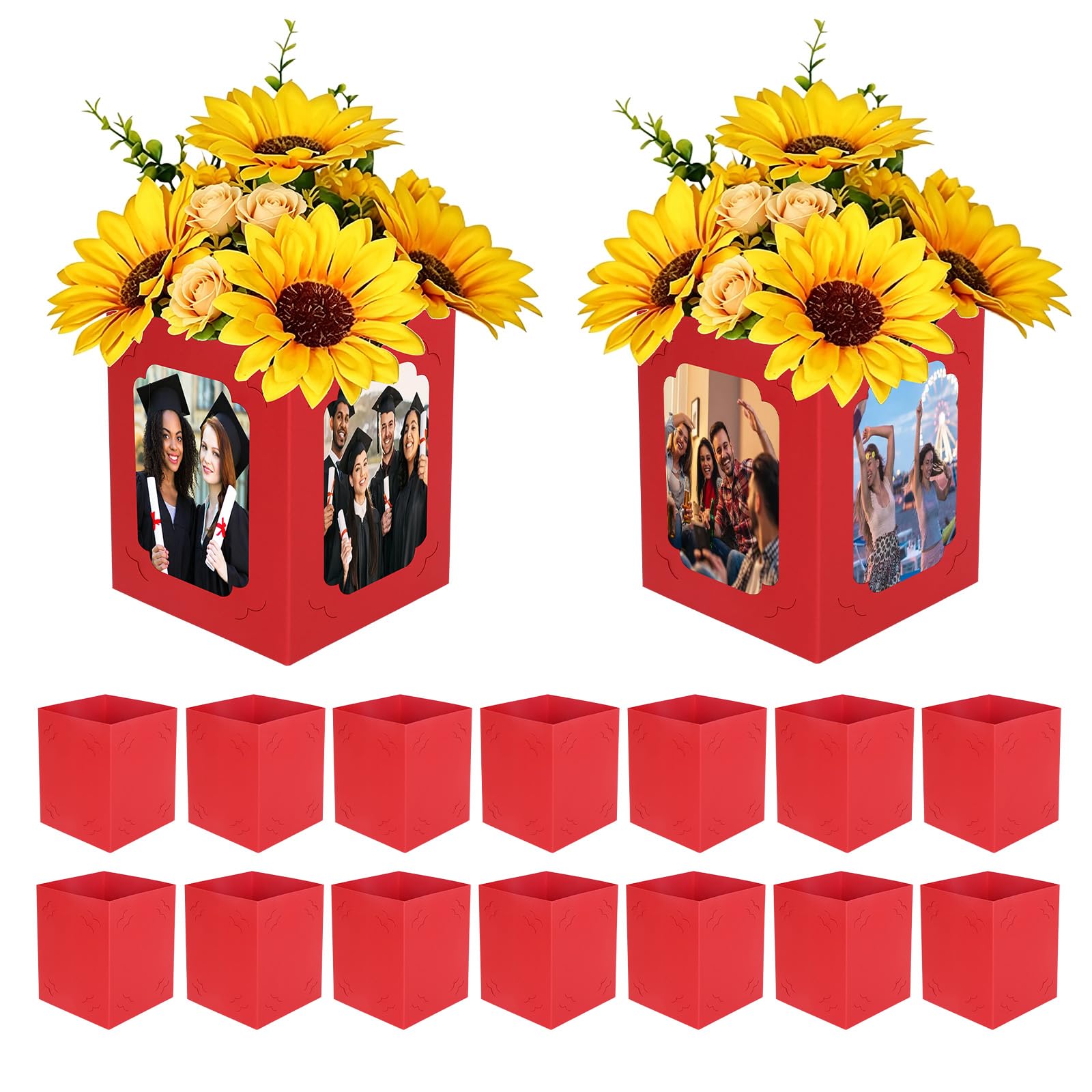 Fennoral 16 Pcs Graduation Box Centerpieces for Table 6/7 Inch Photo Display Congrats Grad Party Favor Gift College Picture Box Photo Props Frame