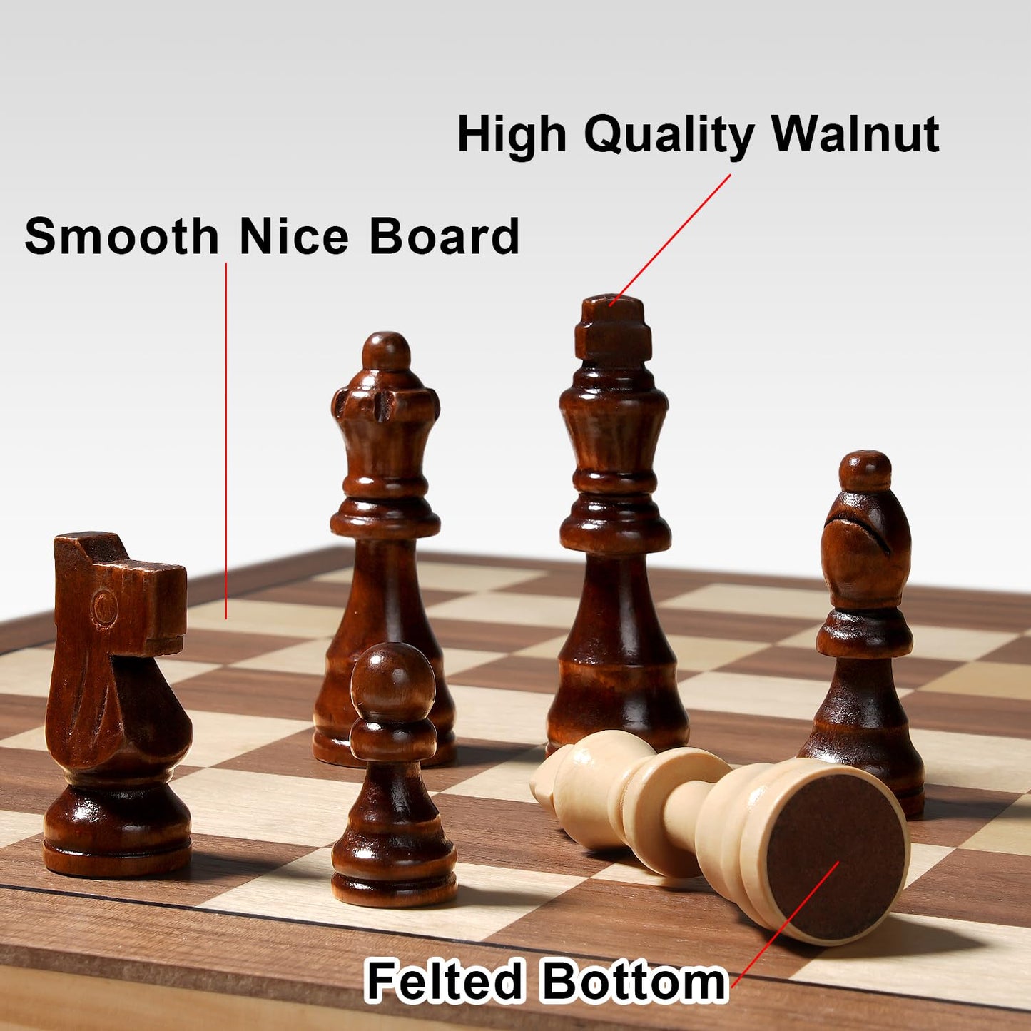 Magnetic Chess Set for Adults & Kids, 15.4 inch Wooden Folding Chess Boards, Handcrafted Portable Travel Chess Game with Pieces Storage Slots, 2 Extra