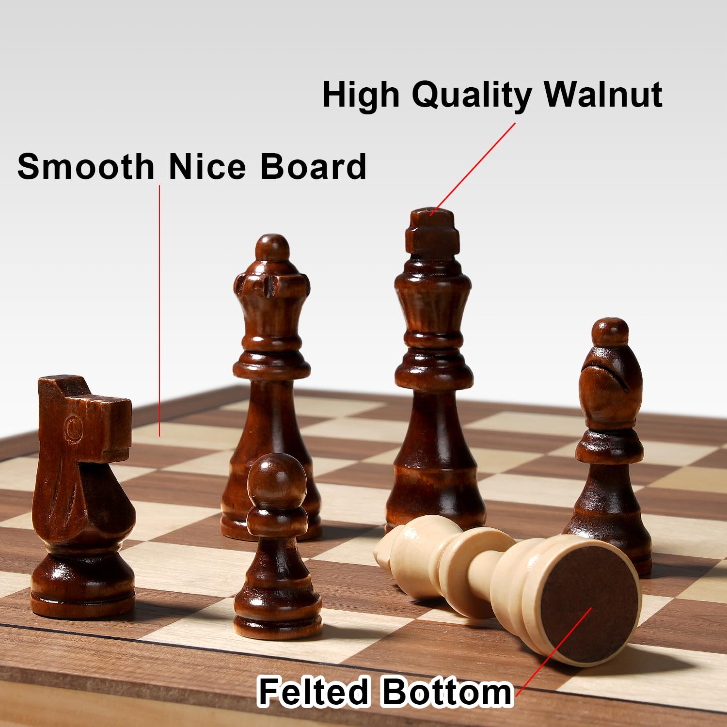 Magnetic Chess Set for Adults & Kids, 15.4 inch Wooden Folding Chess Boards, Handcrafted Portable Travel Chess Game with Pieces Storage Slots, 2 Extra