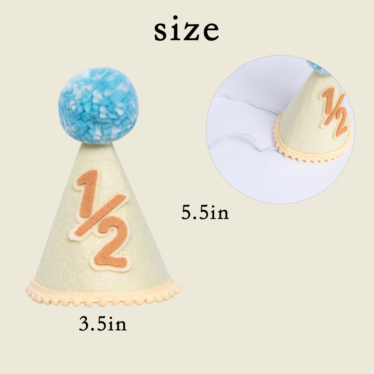 Fenzpartee Yellow Half Birthday Party Hat - Half Birthday Hat - Baby 1/2 Birthday Party Taper Hat, Half Way To One Party Decoration Supplies Crown