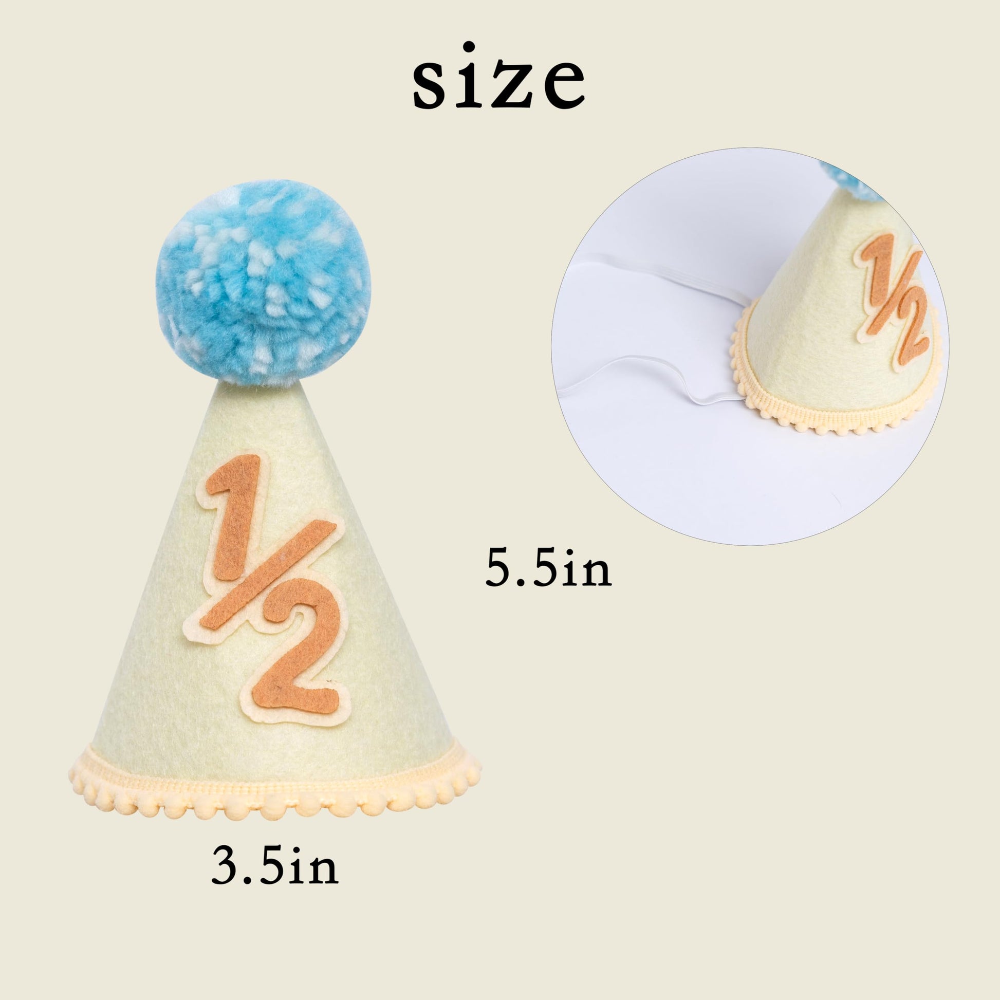 Fenzpartee Yellow Half Birthday Party Hat - Half Birthday Hat - Baby 1/2 Birthday Party Taper Hat, Half Way To One Party Decoration Supplies Crown