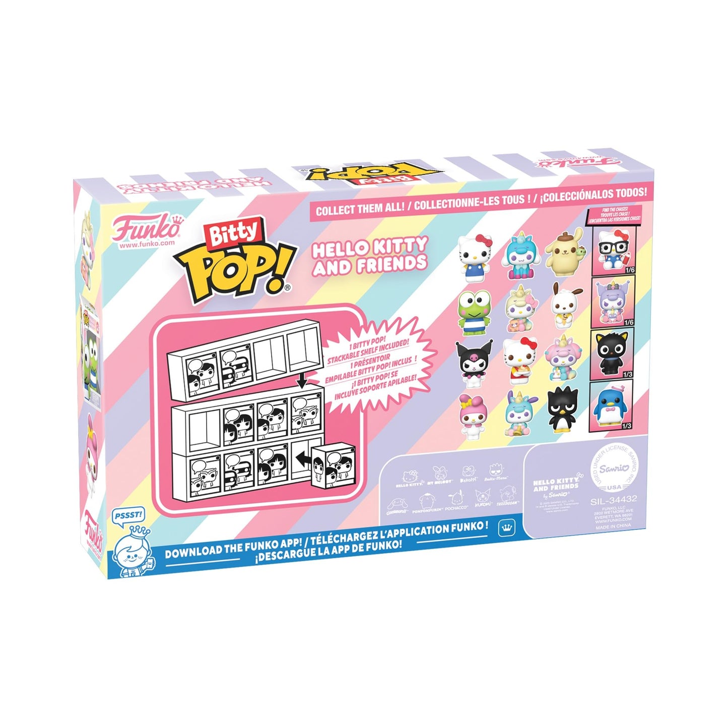 Funko Pop! Bitty: Sanrio - Hello Kitty (Classic), Cinnamoroll, Pompompurin, and A Surprise Mystery Mini Figure - 0.9 Inch (2.2 Cm) - Hello Kitty