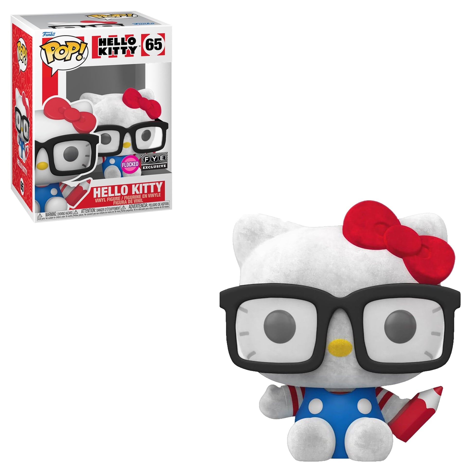 Funko Pop! Hello Kitty 65 - Hello Kitty Hipster Nerd with Glasses Exclusive Flocked