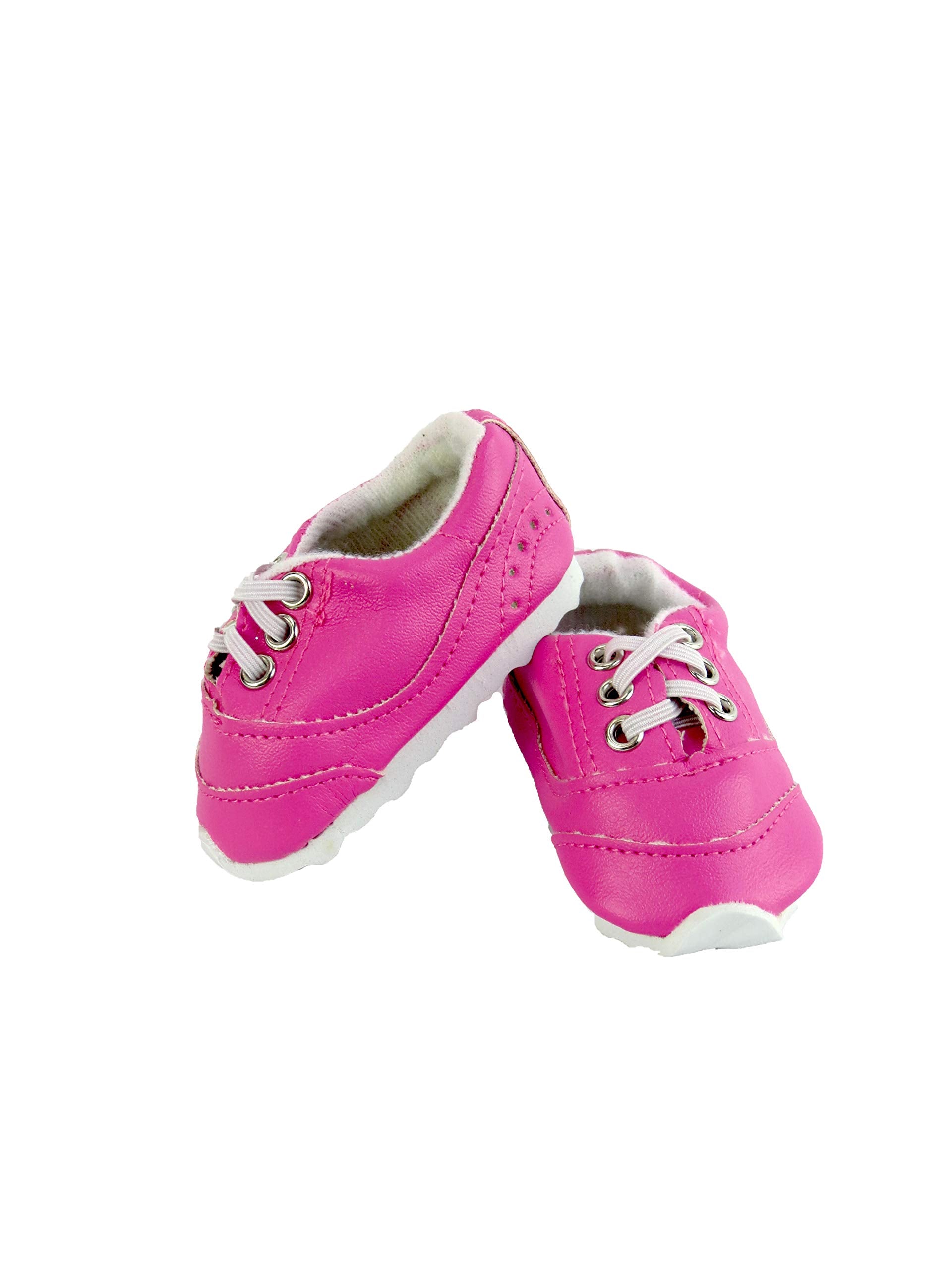 American Fashion World Hot Pink No Tie Sporty Sneakers for 18-Inch Dolls | Premium Quality & Trendy Design | Dolls Shoes | Shoe Fashion for Dolls