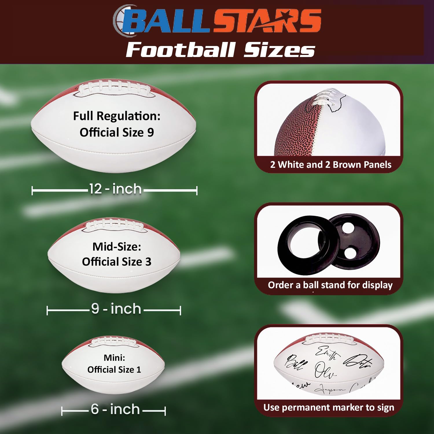 Ballstars Custom Personalized Graduation Football (Mini Size 6” Size 1, with Base)