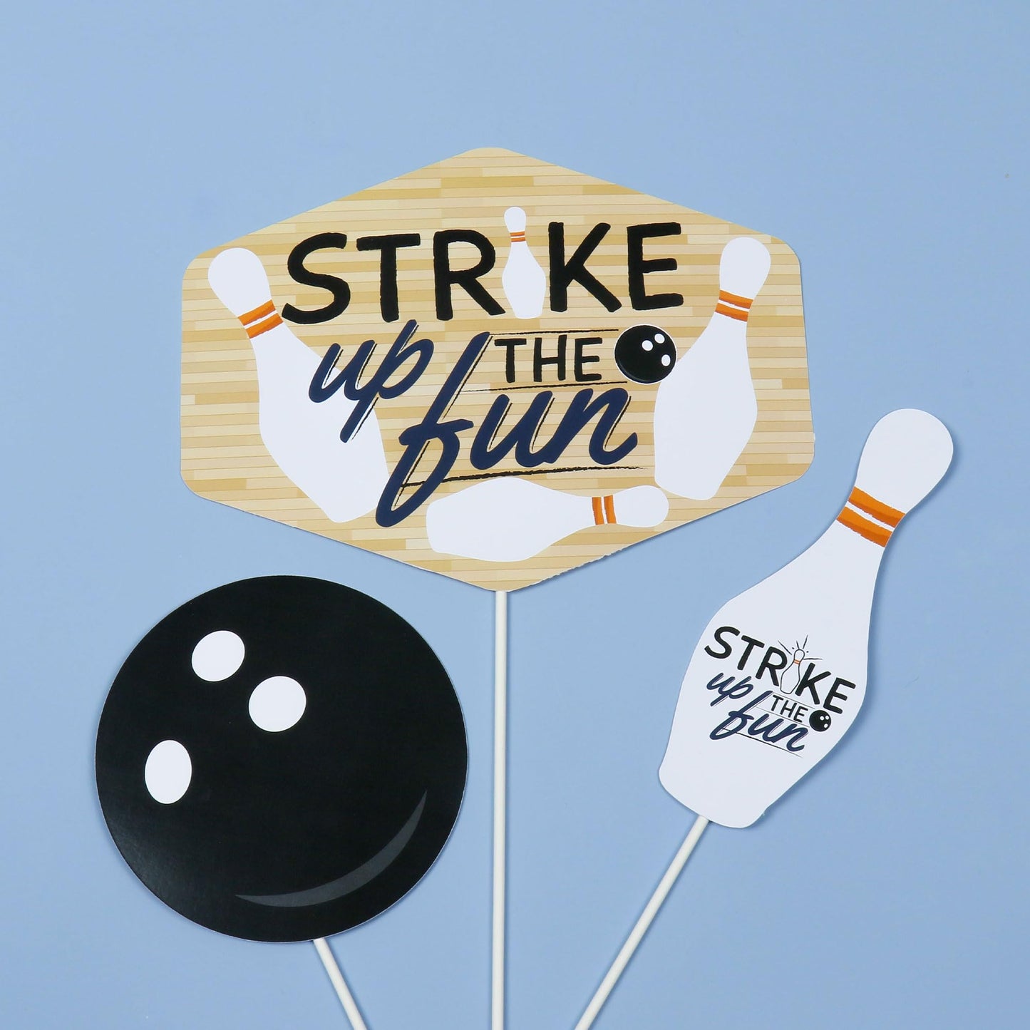 Big Dot of Happiness Strike Up the Fun - Bowling - Birthday Party or Baby Shower Centerpiece Sticks - Table Toppers - Set of 15