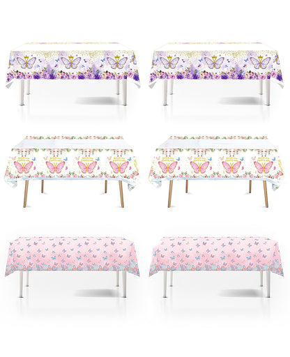 DAWZMR 6PCS Butterfly Tablecloth, Butterfly Birthday Party Decorations, Disposable Plastic Table Covers Supplies, 70.8 X 42.5 Inche