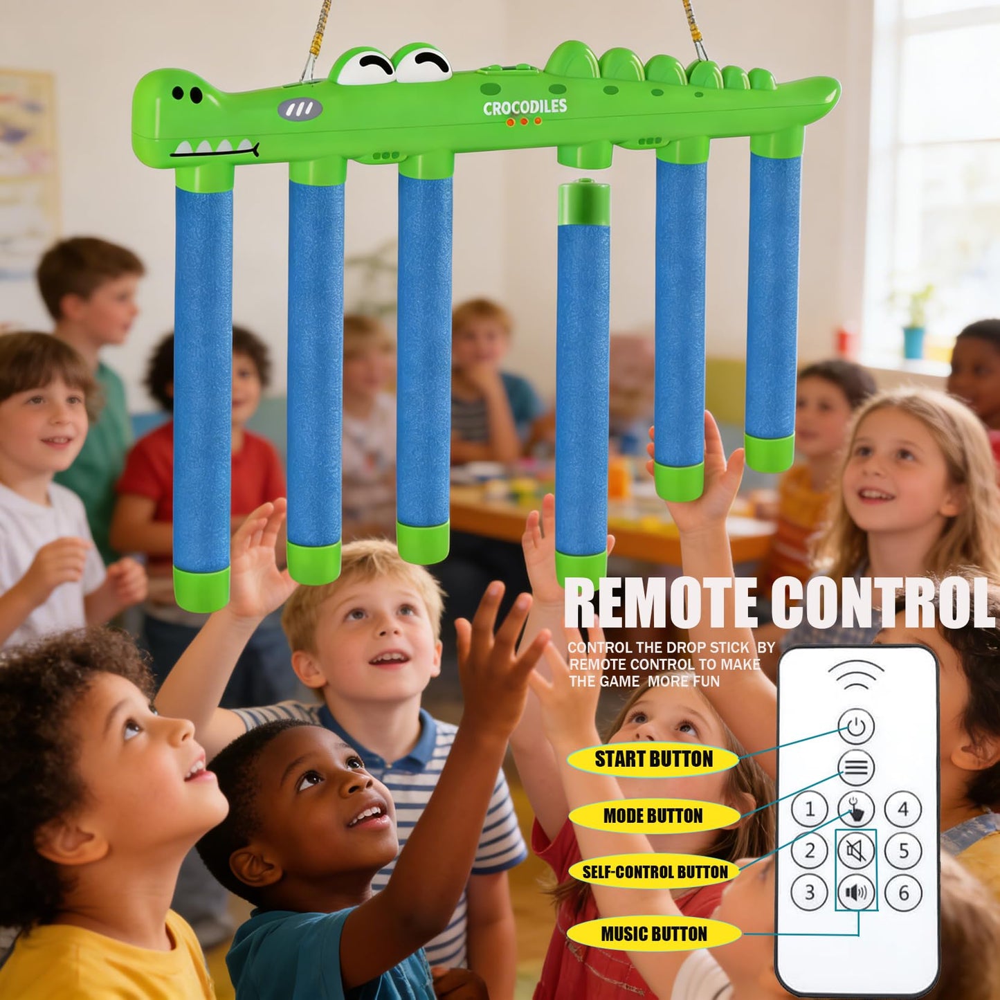 Reflex Drop Sticks Challenge Game Hand Eye Coordination Training Toy Hand Speed Reaction Challenge Game 3 Speeds Adjustable Rechargeable with Remote