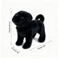 TUKVESZE Black Pug Dog Stuffed Animal, 12 inch Pug Dog Plush Toy Lifelike Dog Stuffed Animals for Girls and Boys Birthday Day, New Year (Black)