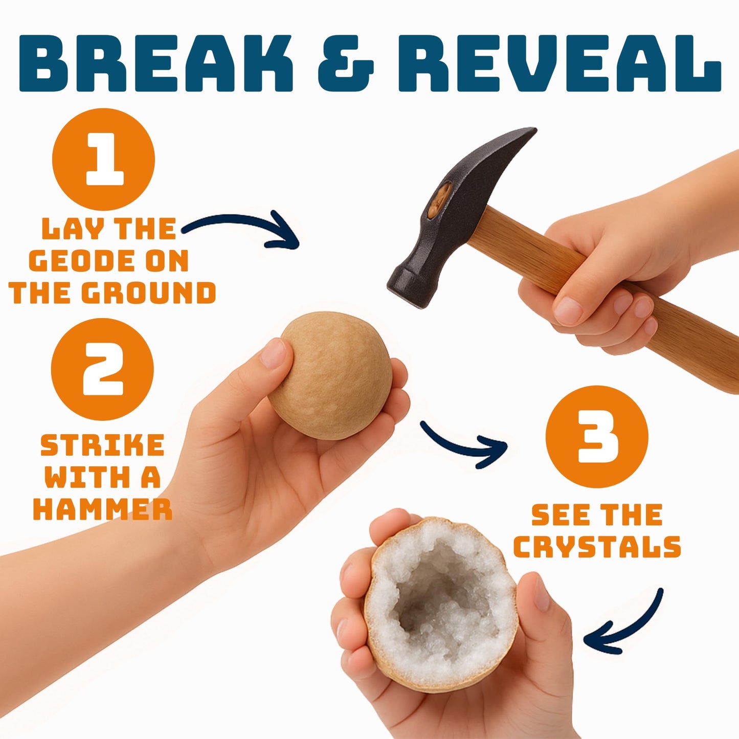 TruEnergy Break Your Own Geodes Kit - 20 Real Geodes 1.75"-2.5", 90% Hollow Rate, Crack Open & Discover Crystals - STEM Geology Rock Kit, Science Gift