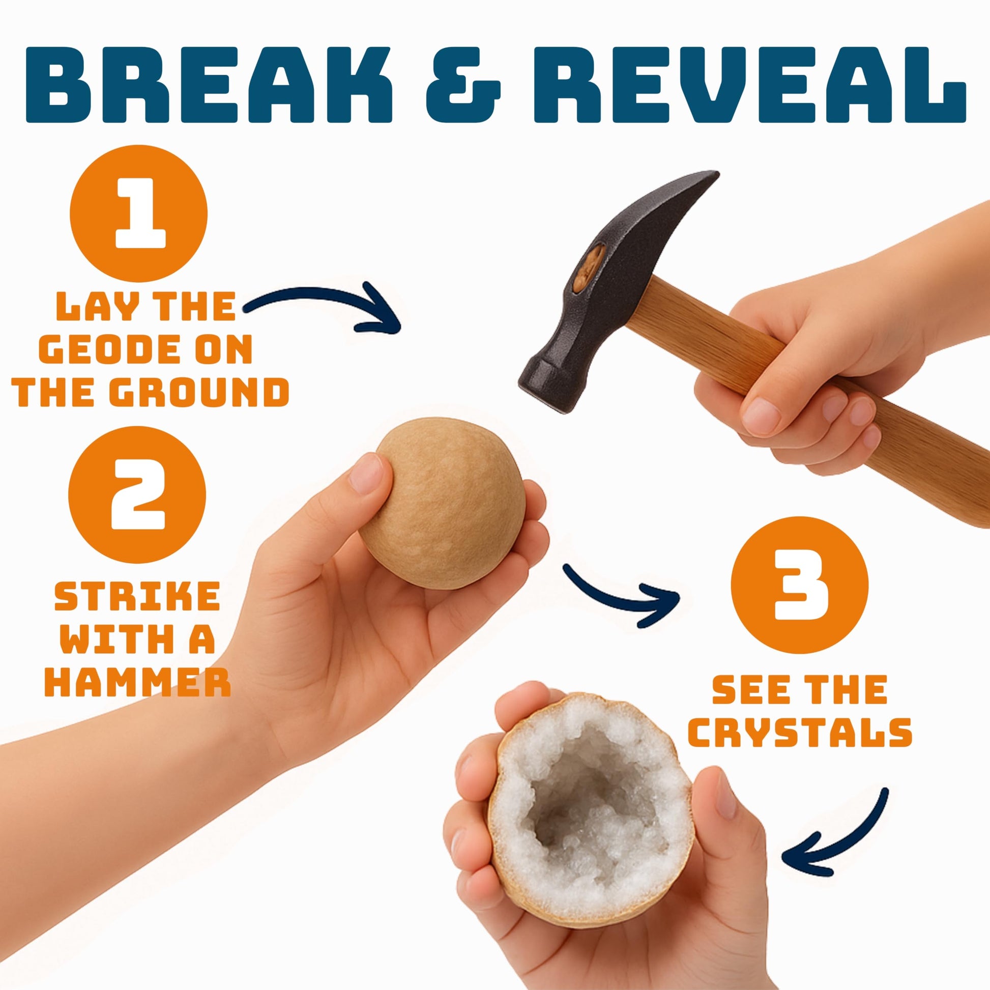 TruEnergy Break Your Own Geodes Kit - 20 Real Geodes 1.75"-2.5", 90% Hollow Rate, Crack Open & Discover Crystals - STEM Geology Rock Kit, Science Gift