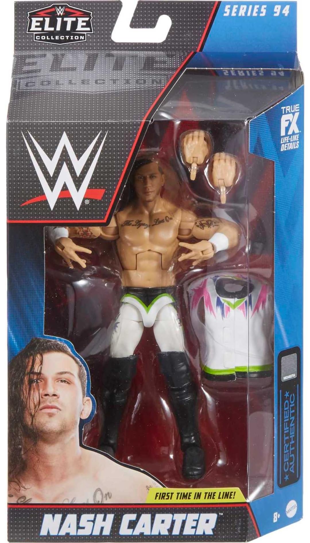 Mattel WWE Elite Collection Action Figure & Accessories, Series #94 Nash Carter 6-inch Collectible with 25 Articulation Points & Swappable Hands