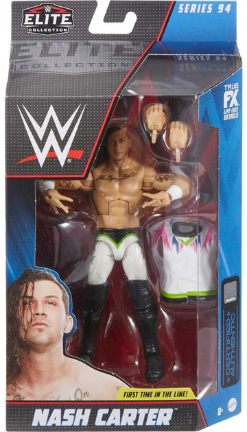 Mattel WWE Elite Collection Action Figure & Accessories, Series #94 Nash Carter 6-inch Collectible with 25 Articulation Points & Swappable Hands