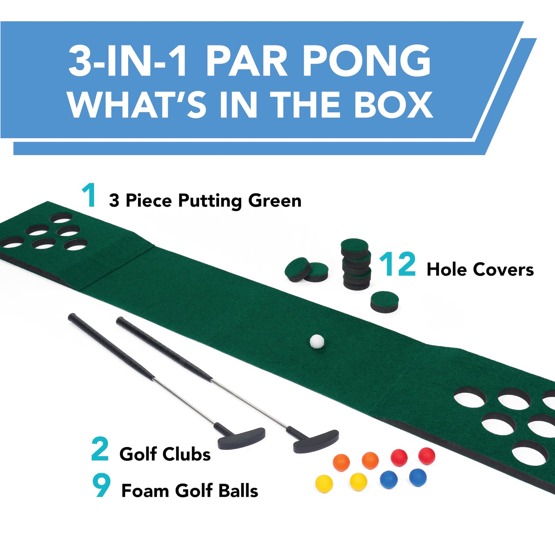 EastPoint 3-in-1 Par Pong Golf Pong Game Set, Foldable, Backyard Golf Game