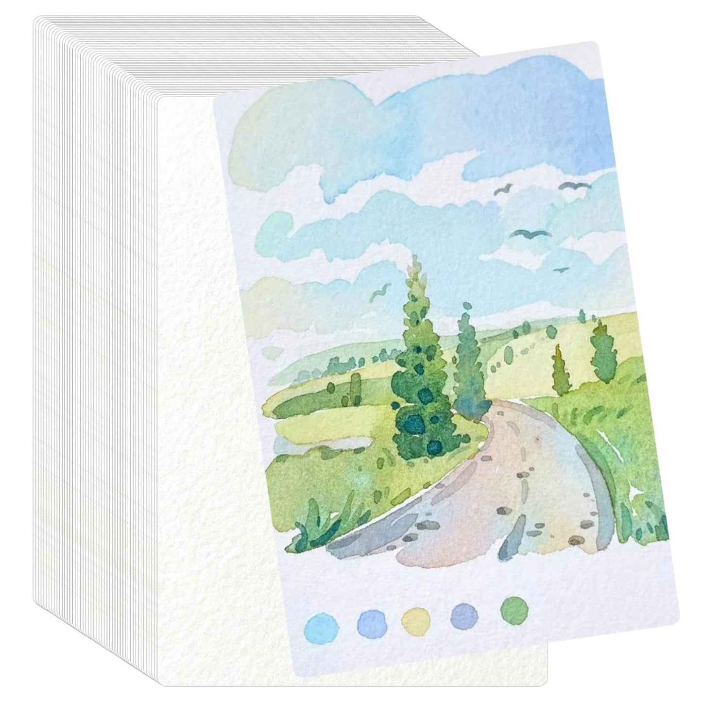 50 Sheets Watercolor Paper Bulk 5 x 7 Inch Cold Press Thick Water Colour Paper Cotton White Art Paper for Kids Students Artists Drawing Paint
