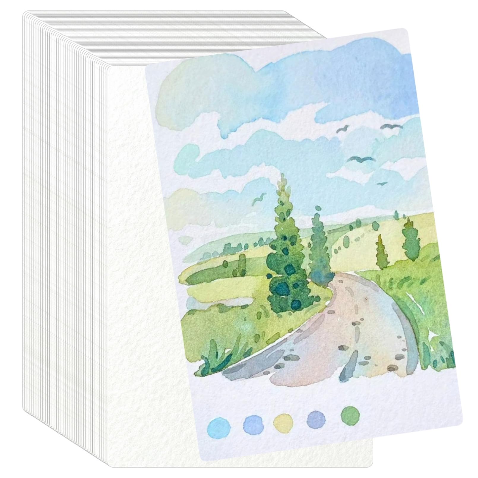 50 Sheets Watercolor Paper Bulk 5 x 7 Inch Cold Press Thick Water Colour Paper Cotton White Art Paper for Kids Students Artists Drawing Paint