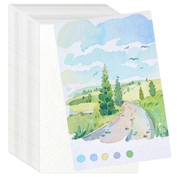 50 Sheets Watercolor Paper Bulk 5 x 7 Inch Cold Press Thick Water Colour Paper Cotton White Art Paper for Kids Students Artists Drawing Paint