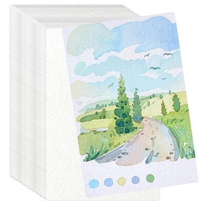 50 Sheets Watercolor Paper Bulk 5 x 7 Inch Cold Press Thick Water Colour Paper Cotton White Art Paper for Kids Students Artists Drawing Paint