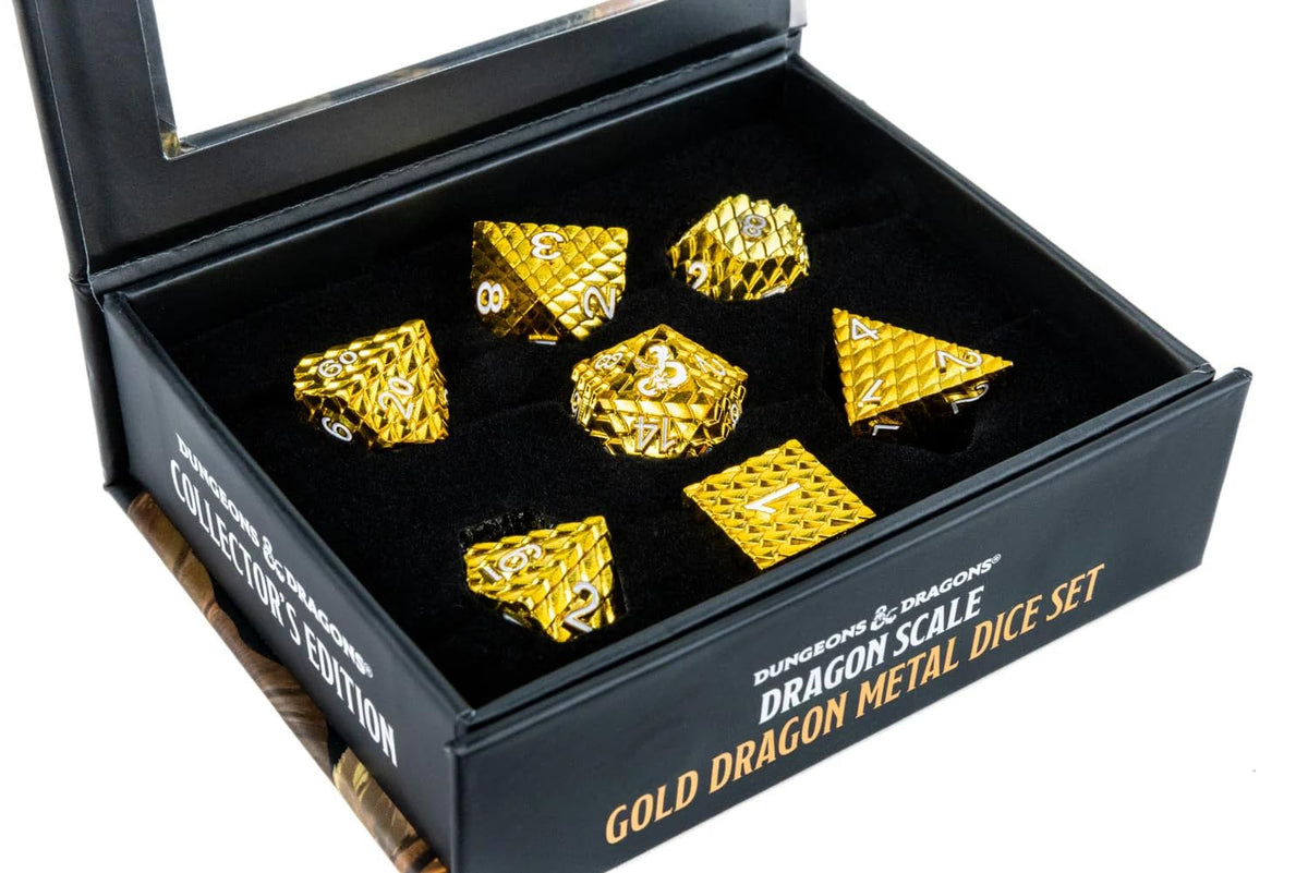 Fanroll Dungeons & Dragons D&D Dragon Scale Metal Dice Set: Gold