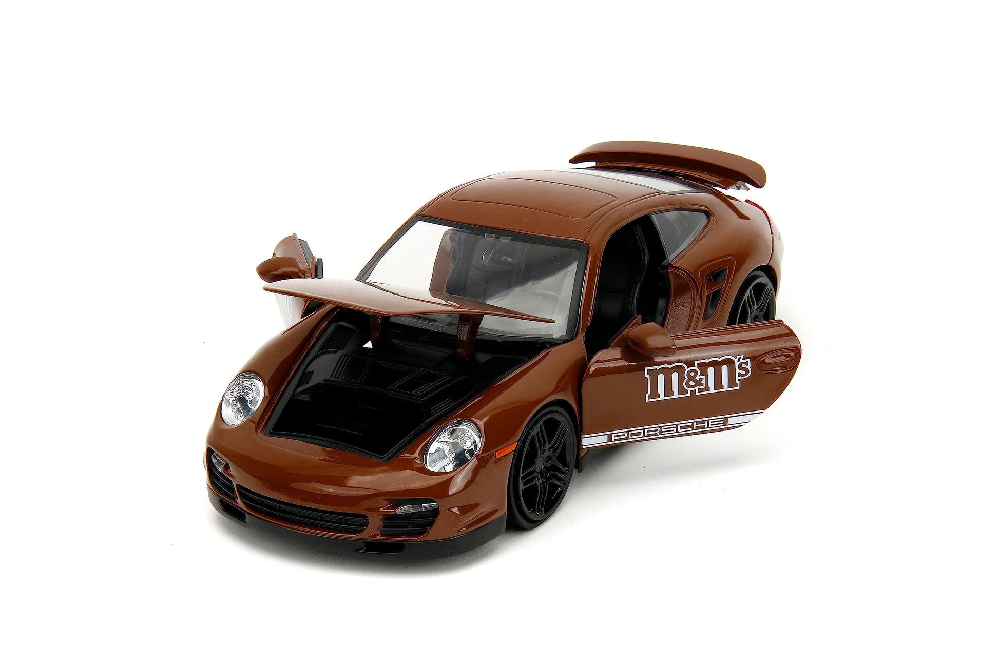 Jada M&M's 1:24 Porsche 911 Turbo Die-Cast Car & 2.75" Brown Figure, Toys for Kids and Adults
