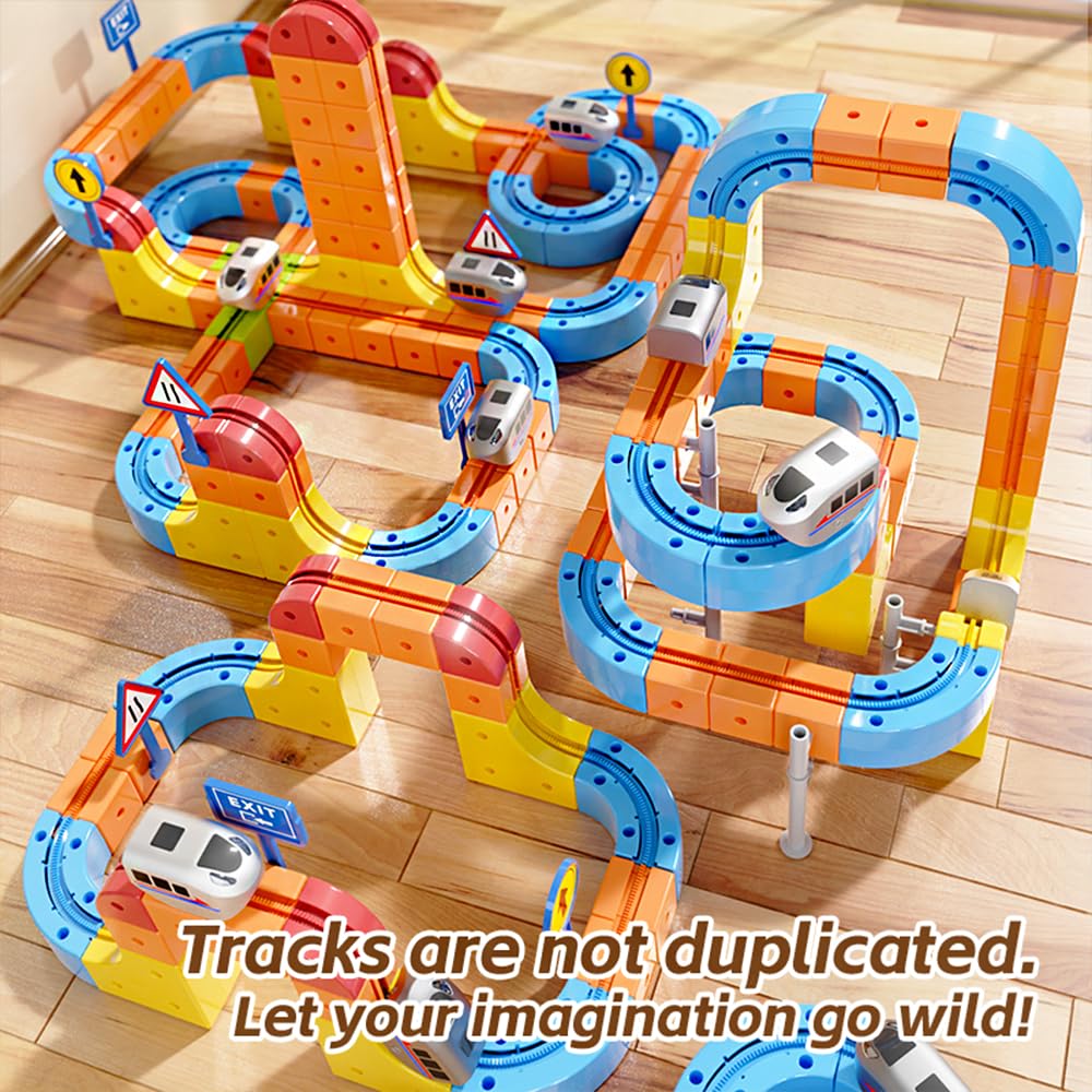 GRAUICI Electric Train Set,Car Track for Toddlers, for Kids 3 4 5 6 7 8 Years Old,Gravity-Defying 3D Embedded Layouts & Motorized Car,STEM Learning