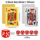 JWENUPDE Waterproof Playing Cards 2 Pack Set (Gold + Silver), Premium PET+PVC Plastic Poker Cards, Diamond-Textured, Durable & Luxury Design