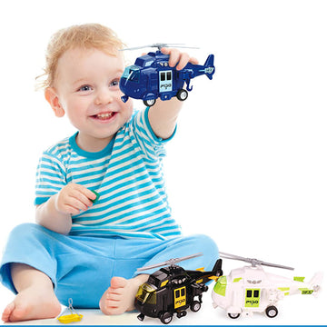 OMGTOY Military Helicopter, Airforce Airplane Toy with Hanging Basket Lights and Sounds for Kids(Blue)