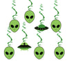 Swirls & Cutouts Green Alien Theme Hanging Swirl Decorations UFO Theme Ceiling Whirl Streamer Hanging Cutouts Alien Invasion for Birthday Party