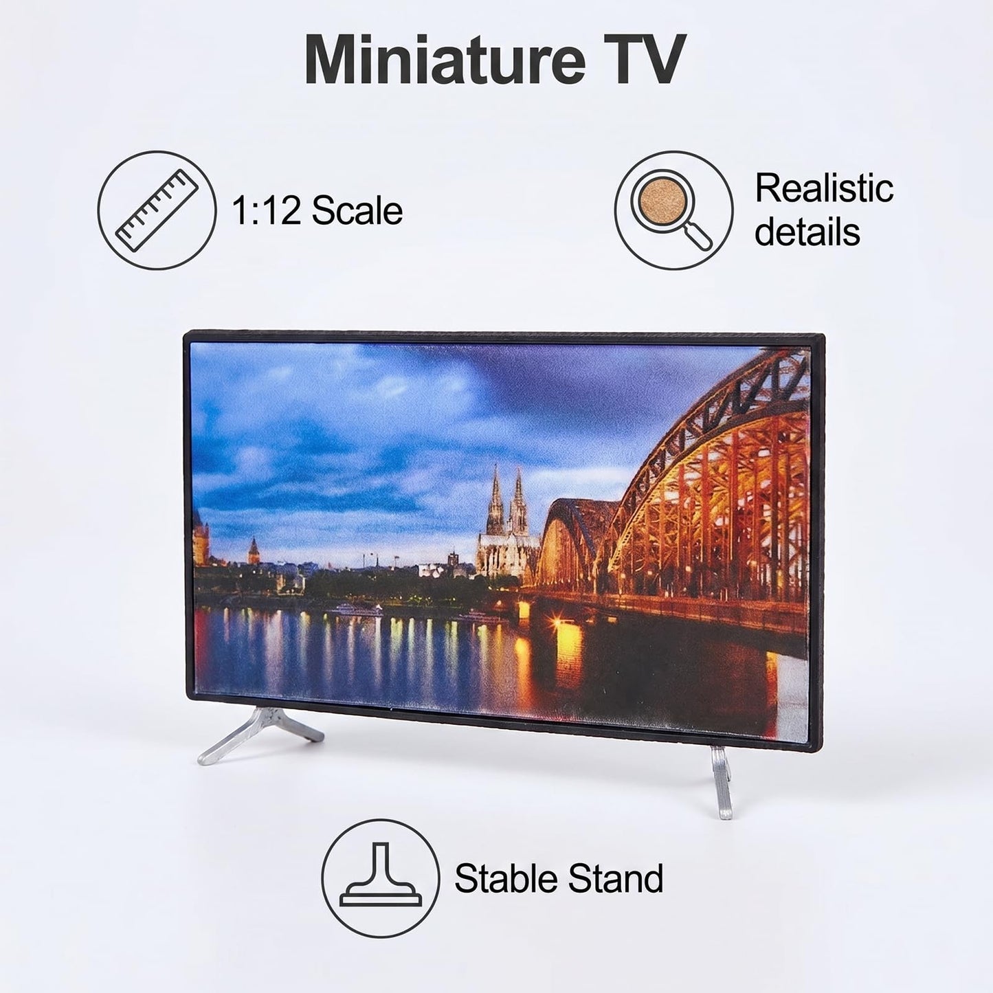 1/12 Dollhouse TV 1/6 Scale Miniature Television Tiny Doll House Furniture Accessories Television (Large)