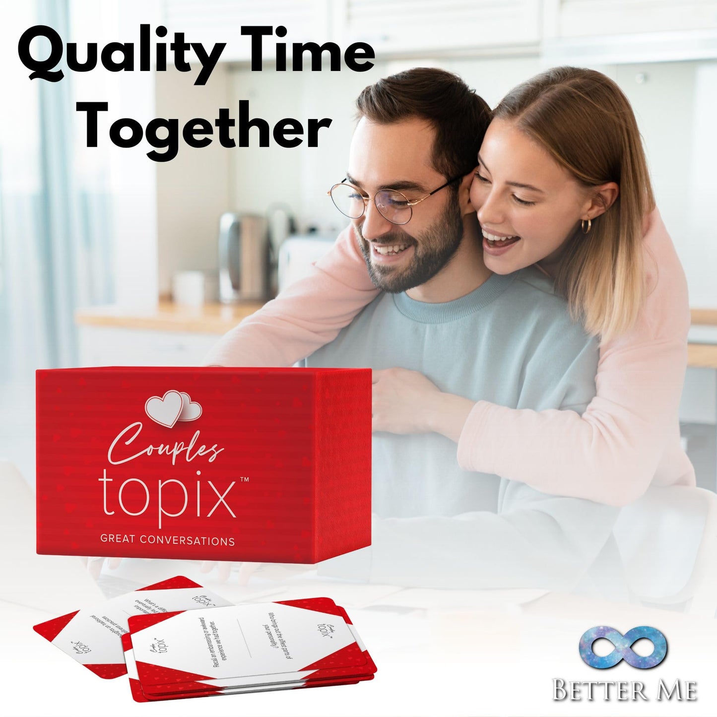 Better Me Couples Topix - 612 Conversation Starters for Couples, Create Quality Time with These Conversation Starter Cards, Fun Date Night Ideas