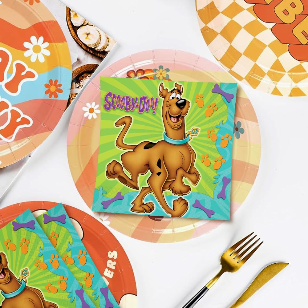 Scooby-Doo Luncheon Napkins - 6.5" x 6.5" (16 Count), Premium Paper Napkins & Multicolor Design - Perfect For Themed Parties & Events