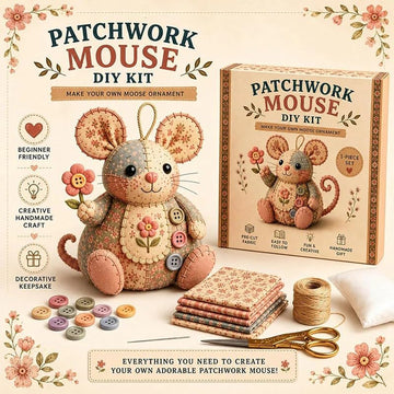 WEERSHUN Handcrafted Vintage Mouse Plush Sewing Kit, Handmade Craft Set, Cute Stuffed Mouse Ornament for Beginners Holiday & Birthday Gift, Fun Felt