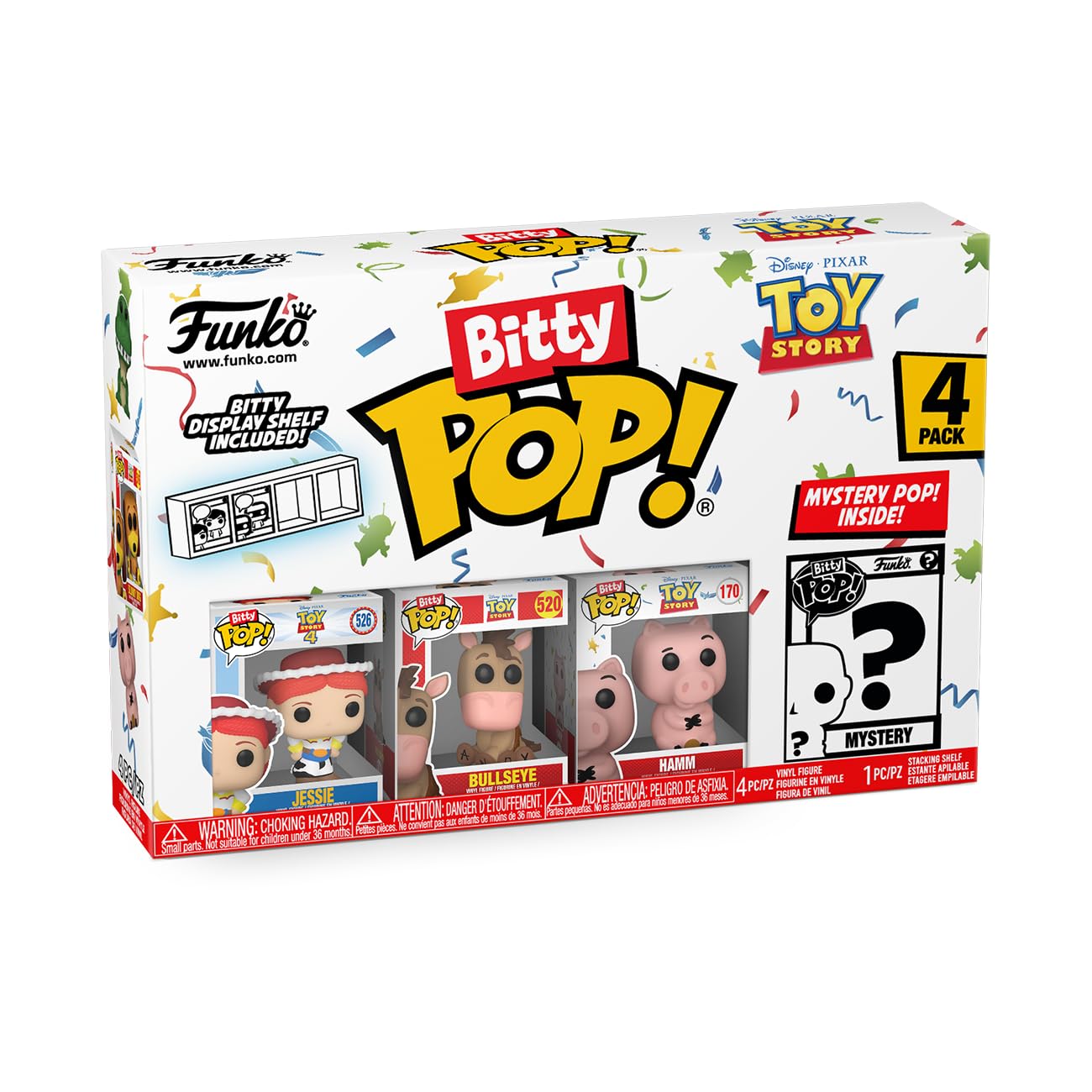 Funko Bitty Pop Toy Story - Jessie 4PK - Jessie, Bullseye, Hamm and A Surprise Mystery Mini Figure - 0.9 Inch (2.2 Cm) Collectable - Stackable Display