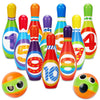 AugToy Kids Bowling Toy Set, Toddler Indoor Outdoor Activity Play Game Toys for Boy Girl, Soft 10 Foam Bowling Pins & 2 Balls, Educational Children
