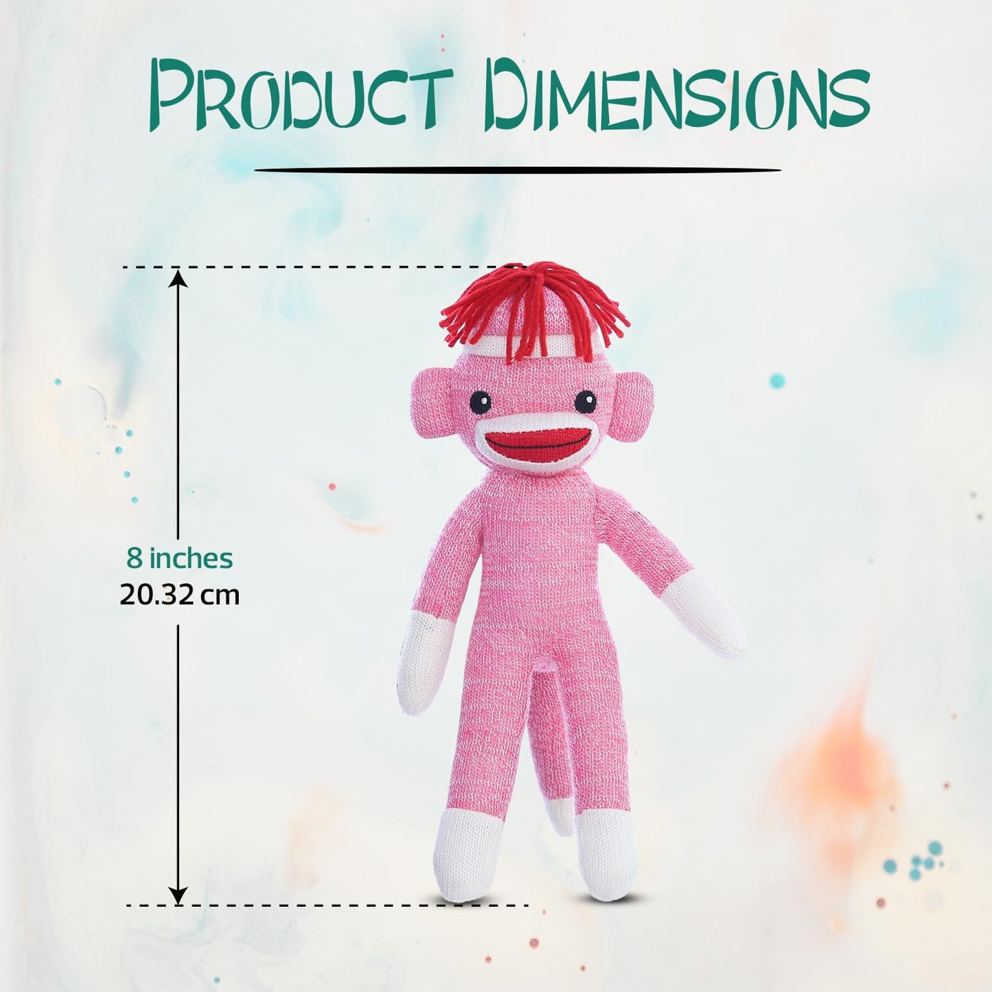 Made By Aliens Adorable Sock Monkey 8 inch, The Original Traditional Hand Knitted Stuffed Animal Toy Gift-for Kids, Babies, Teens, Girls and Boys Baby