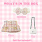 Clothes Compatible with Labubu Doll,Labubu Outfit Set - Pink Dress + Bow Headband + White Shoulder Bag for Labubu Dolls, Stylish Accessories for 17cm