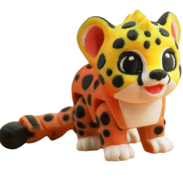 Articulated Jungle Cat Collectible Figurine - Colorful Spotted Desk Decor for Wildlife Lovers and Unique Gifts - 3D Printed in Canada