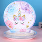 LIUGUSUN Unicorn Party Supplies Rainbow Unicorn Plates and Napkin Sets for Baby Shower First Girls Birthday Party Decorations Afternoon Tea Pool