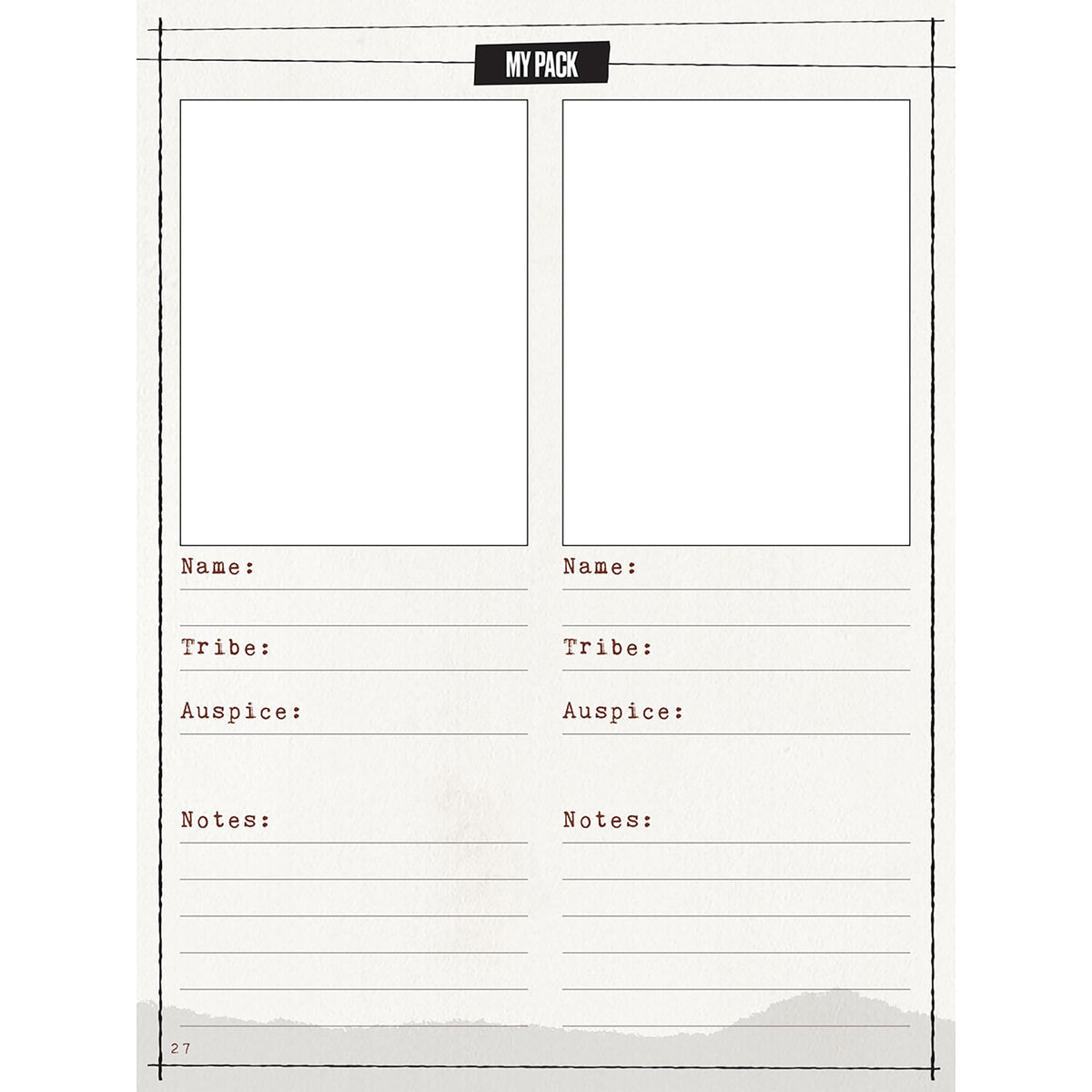 Renegade Game Studios Werewolf The Apocalypse 5th Edition Expanded Character Sheet Journal RPG