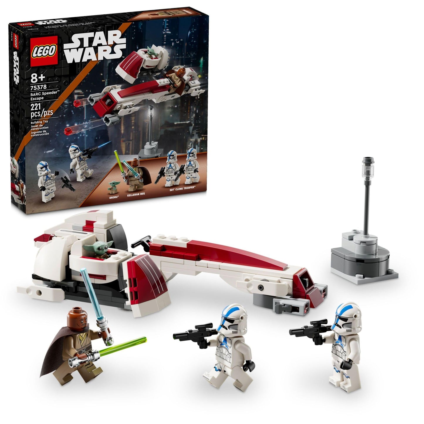 LEGO Star Wars BARC Speeder Escape, Mandalorian Toy Building Set for Kids, Star Wars Gift for Boys, Girls and Fans Ages 8 and Up, Comes with Kelleran