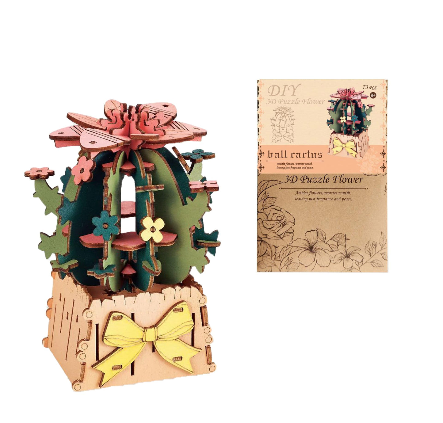 3D Flower Wooden Puzzles for Adults DIY Wooden Flowers Model Kit Building Set Crafts for Adults to Build, Botanical Collection/Ideal Creative Gift